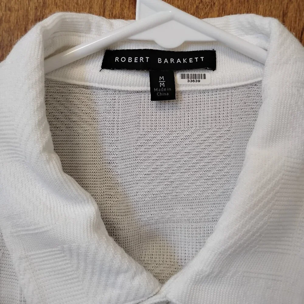 Robert Barakett White Textured Tonal Windowpane Knit Shirt - Picture 4 of 4